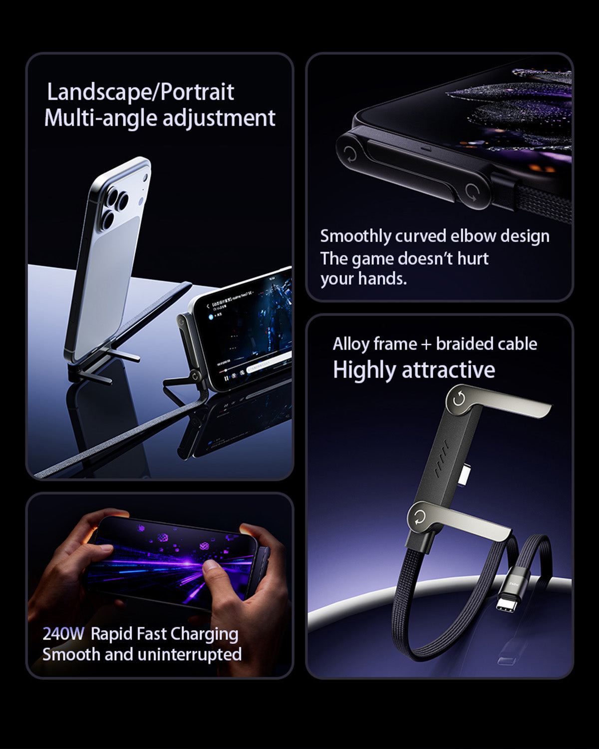 2-in-1 Stand Charging Cable 240W (1.5m/5ft)