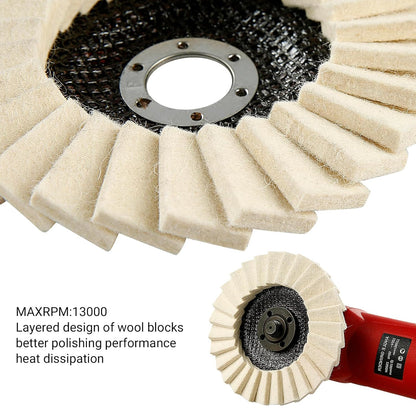 3PCS 5Inch Wool Polishing Wheels Set for Angle Grinders High Gloss Mirror Finish on Metal Glass Ceramic Stone Durable Efficient Design