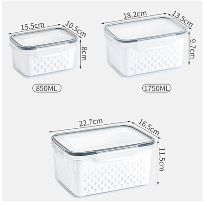 🔥🔥Household transparent plastic food storage box-Including drain basket💧