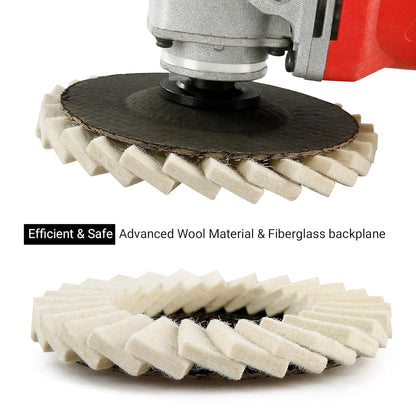 3PCS 5Inch Wool Polishing Wheels Set for Angle Grinders High Gloss Mirror Finish on Metal Glass Ceramic Stone Durable Efficient Design