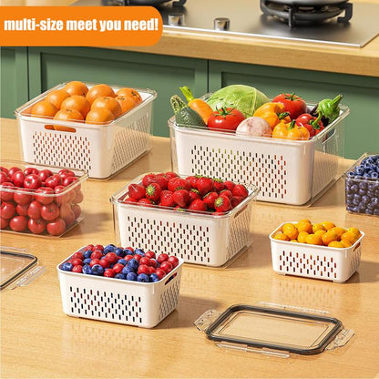 🔥🔥Household transparent plastic food storage box-Including drain basket💧