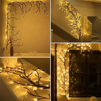 96LED Tree Branch Bedroom Wall Decoration│Willow Vine Tree Light Strip│8 Lighting Modes│Atmosphere Light Home Lighting